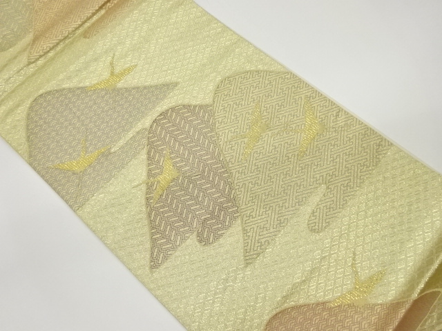 JAPANESE KIMONO / VINTAGE FUKURO OBI / SILK / SAGANISHIKI / WOVEN CRANES